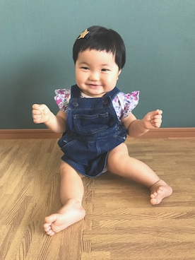 「9ヶ月」｜「アイテム（サロペット/オーバーオール）」を使った、あっちゃんさん（キッズ・70cm）の夏コーディネート