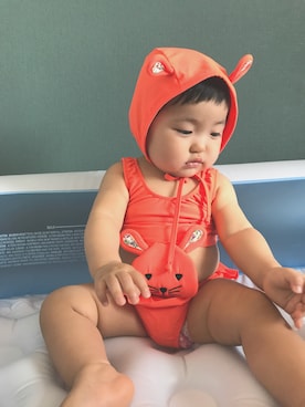「アイテム（スイムグッズ）」を使った、あっちゃんさん（キッズ・80cm）の夏コーディネート