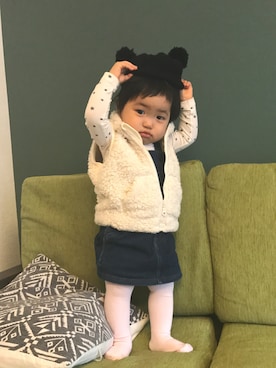 「西松屋」｜「アイテム（その他アウター）」を使った、あっちゃんさん（キッズ・80cm）の秋コーディネート