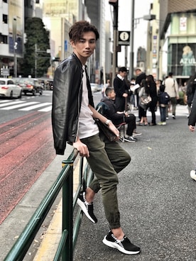 「ZARA（ザラ）のアイテム（ムートンコート）」を使った、Terryさん（メンズ・171cm）の秋コーディネート