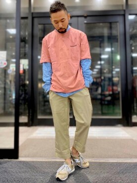 Converse コンバース のtシャツ カットソー ピンク系 を使ったメンズ人気ファッションコーディネート Wear