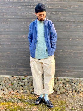 「Champion（チャンピオン）のアイテム（ニットキャップ/ビーニー）」を使った、kjsaaanさん（メンズ・170cm）の夏コーディネート