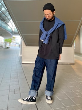 「Champion（チャンピオン）のアイテム（帽子）」を使った、kjsaaanさん（メンズ・170cm）の秋コーディネート