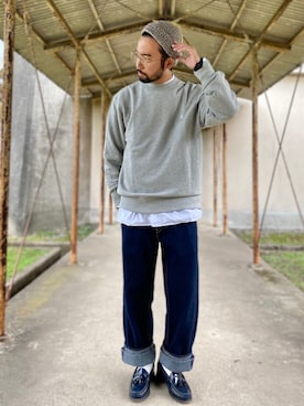 「アイテム（スウェット）」を使った、kjsaaanさん（メンズ・170cm）の秋コーディネート