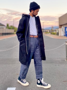 「アイテム（ベルト）」を使った、kjsaaanさん（メンズ・170cm）の秋コーディネート