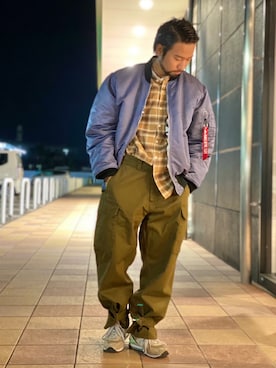 「アイテム（MA-1）」を使った、kjsaaanさん（メンズ・170cm）の冬コーディネート