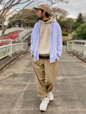 「JINS（ジンズ）のアイテム」を使った、kjsaaanさん（メンズ・170cm）の冬コーディネート