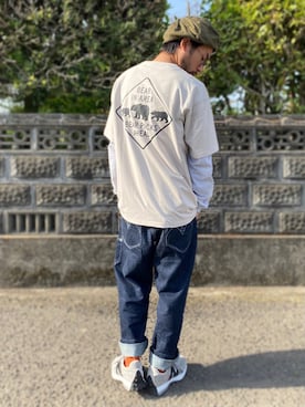 「BACK NUMBER（バックナンバー）の【BACK NUMBER】抗菌防臭天竺ロンＴ（Tシャツ/カットソー）」を使った、kjsaaanさん（メンズ・170cm）の春コーディネート