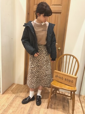 「ehka sopo（エヘカソポ）のアイテム（ダウンジャケット/コート）」を使った、すずおきさん（レディース・161cm）の冬コーディネート
