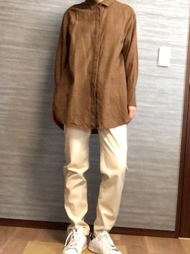 「ZARA（ザラ）のアイテム（シャツ/ブラウス、ブラウン系）」を使った、iro*さん（レディース・160cm）の春コーディネート
