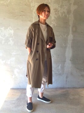「NANO universe（ナノユニバース）のアイテム（スリッポン）」を使った、Tommyさん（レディース・160cm）の秋コーディネート