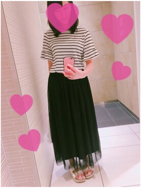 「salus（サルース）のアイテム（トップス）」を使った、牧野綾花(まっきー)さん（レディース・166cm）の夏コーディネート