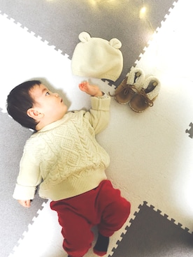 「クリスマスコーデ」｜「アイテム（ソックス/靴下）」を使った、AOさん（キッズ・70cm）の冬コーディネート