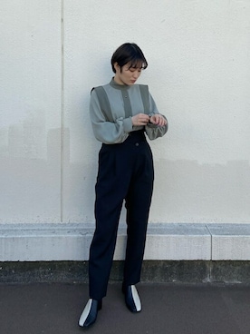 「スタイリング」｜「アイテム（スリッポン）」を使った、Koakiさん（レディース・154cm）の冬コーディネート