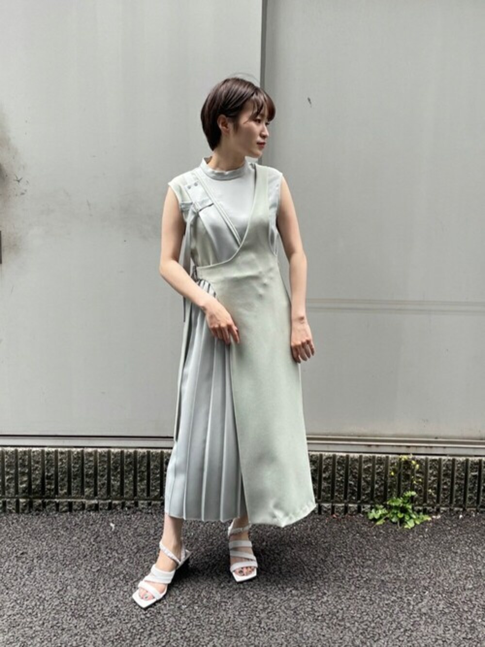 アシメクロス リネンライク レイヤードワンピースを使った人気