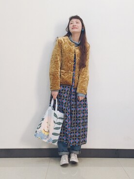 「Another Edition（アナザーエディション）のアイテム（ノーカラージャケット）」を使った、yukoさん（レディース・167cm）の冬コーディネート