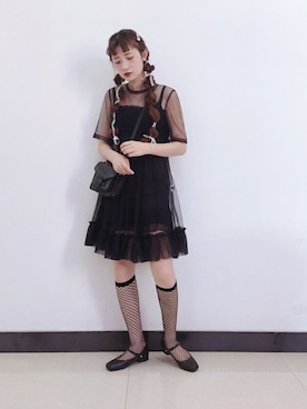 「ニーハイソックス」｜「アイテム（ワンピース）」を使った、yukoさん（レディース・167cm）の春コーディネート