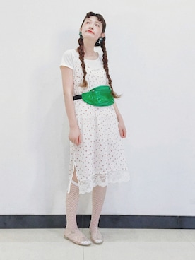 「ニーハイソックス」｜「アイテム（ワンピース）」を使った、yukoさん（レディース・167cm）の夏コーディネート