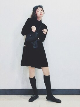 「ニーハイソックス」｜「アイテム（ワンピース）」を使った、yukoさん（レディース・167cm）の秋コーディネート