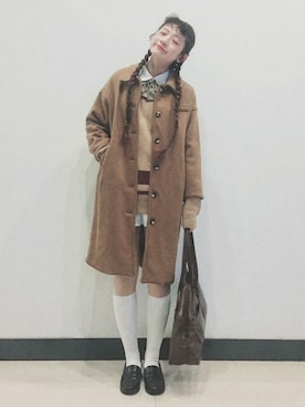 「ニーハイソックス」｜「アイテム（その他）」を使った、yukoさん（レディース・167cm）の冬コーディネート