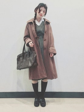 「ニーハイソックス」｜「アイテム（その他）」を使った、yukoさん（レディース・167cm）の冬コーディネート