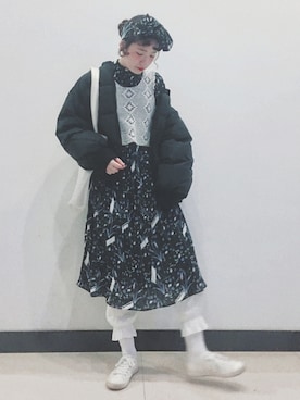 「レイヤードstyle」｜「アイテム（ダウンジャケット/コート）」を使った、yukoさん（レディース・167cm）の冬コーディネート