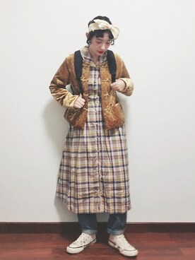 「Another Edition（アナザーエディション）のアイテム（ノーカラージャケット）」を使った、yukoさん（レディース・167cm）の冬コーディネート
