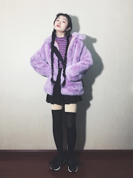 「ニーハイソックス」｜「アイテム（ブルゾン）」を使った、yukoさん（レディース・167cm）の春コーディネート