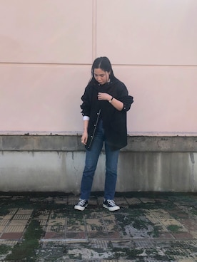 「JUNRED（ジュンレッド）のアイテム（マウンテンパーカー）」を使った、yazakiさん（レディース・156cm）の春コーディネート