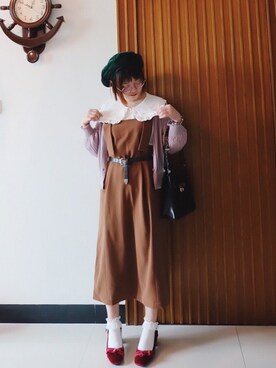 「nice claup」｜「アイテム（ジャンパースカート）」を使った、Seryouxxxさん（レディース・153cm）の秋コーディネート