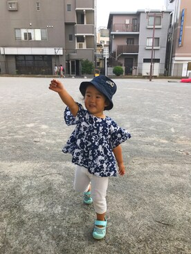 「RAGMART（ラグマート）のアイテム（帽子）」を使った、Suzukaさん（キッズ・80cm）の夏コーディネート