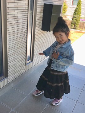 「アイテム（スカート）」を使った、Suzukaさん（キッズ・90cm）の春コーディネート