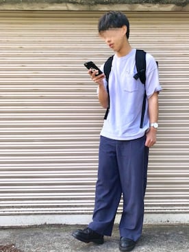 「Manhattan Portage」｜「アイテム（スラックス）」を使った、ぜっきーさん（メンズ・166cm）の春コーディネート