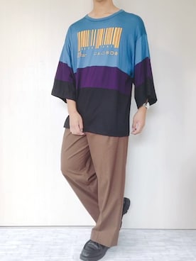 「SHAREEF（シャリーフ）のアイテム（トップス）」を使った、ぜっきーさん（メンズ・166cm）の夏コーディネート
