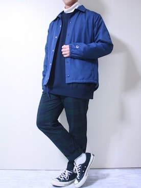 「niko and...（ニコアンド）のアイテム（その他アウター）」を使った、ぜっきーさん（メンズ・166cm）の秋コーディネート
