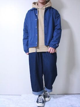 「niko and...（ニコアンド）のアイテム（その他アウター）」を使った、ぜっきーさん（メンズ・166cm）の秋コーディネート