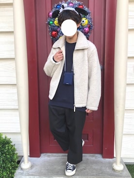 「UNIQLO（ユニクロ）のアイテム（ブルゾン）」を使った、ぜっきーさん（メンズ・166cm）の冬コーディネート