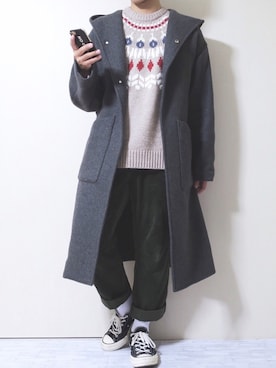 「HARE（ハレ）のアイテム（チェスターコート）」を使った、ぜっきーさん（メンズ・166cm）の冬コーディネート