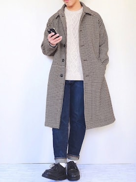 「zozoデニム」｜「アイテム（ステンカラーコート）」を使った、ぜっきーさん（メンズ・166cm）の冬コーディネート