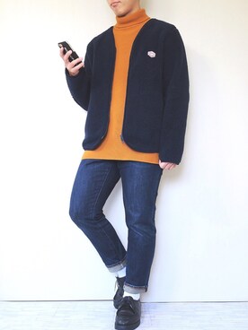 ぜっきーさんの「Vincent et Mireille/バンソン エ ミレイユ 別注BOA CARDIGAN/ボアフリース カーディガン」を使ったコーディネート