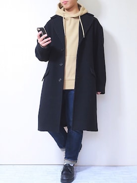 「zozoデニム」｜「アイテム（チェスターコート）」を使った、ぜっきーさん（メンズ・166cm）の冬コーディネート