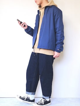 「niko and...（ニコアンド）のアイテム（その他アウター）」を使った、ぜっきーさん（メンズ・166cm）の春コーディネート