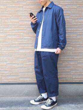 「niko and...（ニコアンド）のアイテム（その他アウター）」を使った、ぜっきーさん（メンズ・166cm）の春コーディネート