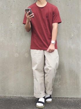 「Scye（サイ）のアイテム（Tシャツ/カットソー）」を使った、ぜっきーさん（メンズ・165cm）の夏コーディネート