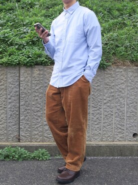 「Dickies（ディッキーズ）の【Dickies(ディッキーズ)】別注コーデュロイワイドパンツ（その他パンツ）」を使った、ぜっきーさん（メンズ・166cm）の秋コーディネート