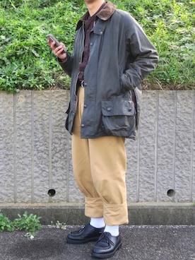 「ノーカラーシャツ」｜「アイテム（ブルゾン）」を使った、ぜっきーさん（メンズ・166cm）の秋コーディネート