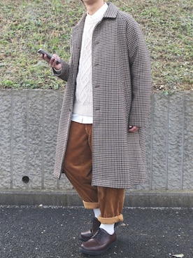 「niko and ...」｜「アイテム（ステンカラーコート）」を使った、ぜっきーさん（メンズ・166cm）の秋コーディネート