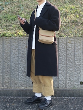 「BRADY」｜「アイテム（チェスターコート）」を使った、ぜっきーさん（メンズ・166cm）の冬コーディネート