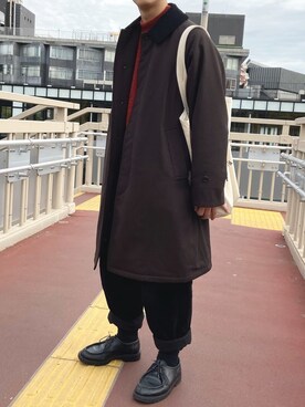 「アイテム（ステンカラーコート）」を使った、ぜっきーさん（メンズ・165cm・20代）の冬コーディネート
