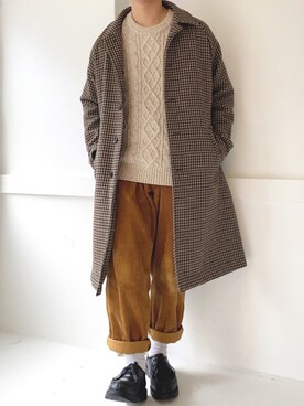 「アイテム（ステンカラーコート）」を使った、ぜっきーさん（メンズ・165cm・20代）の冬コーディネート